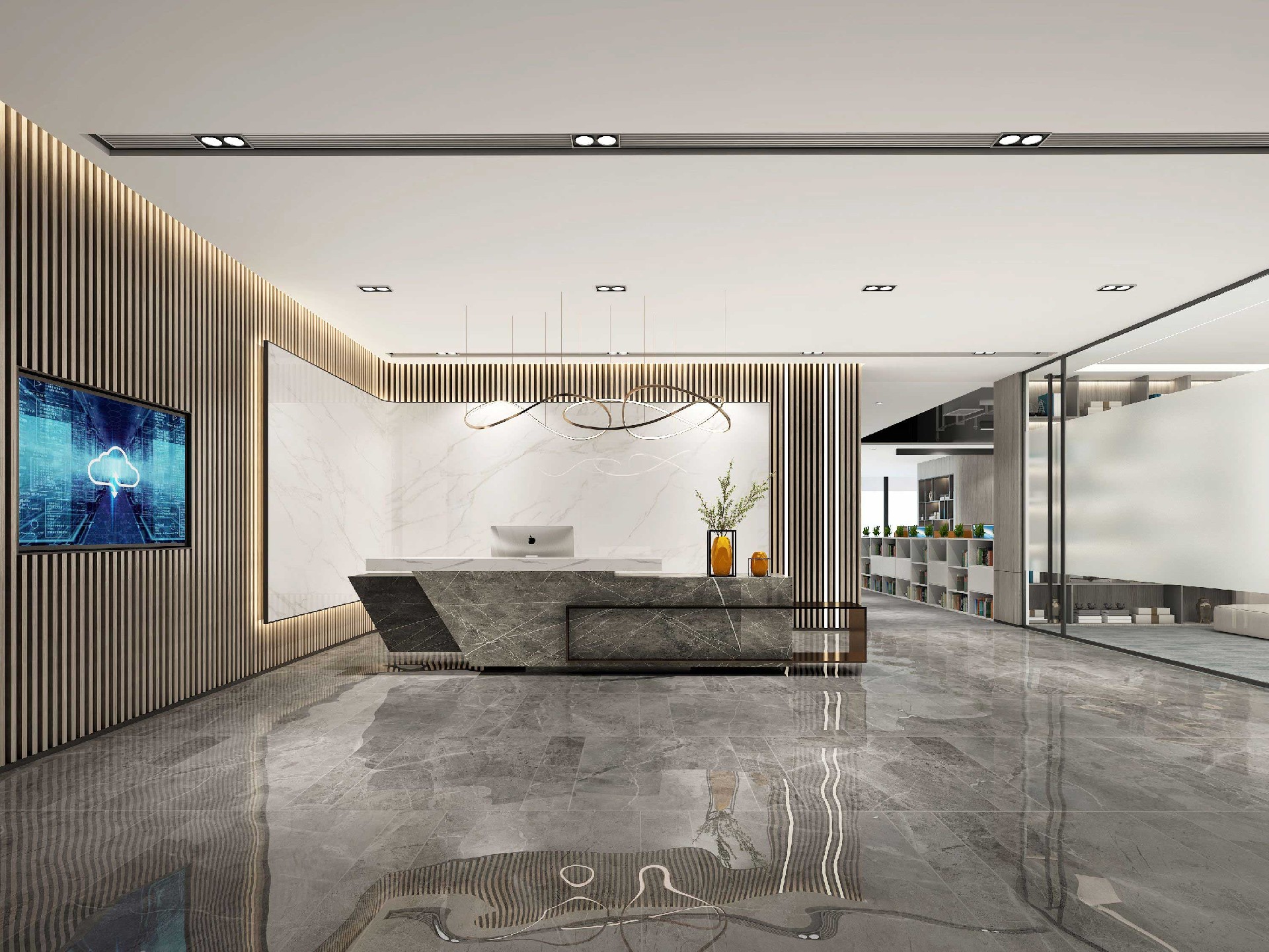 465平米开封办公室装修施工效果图