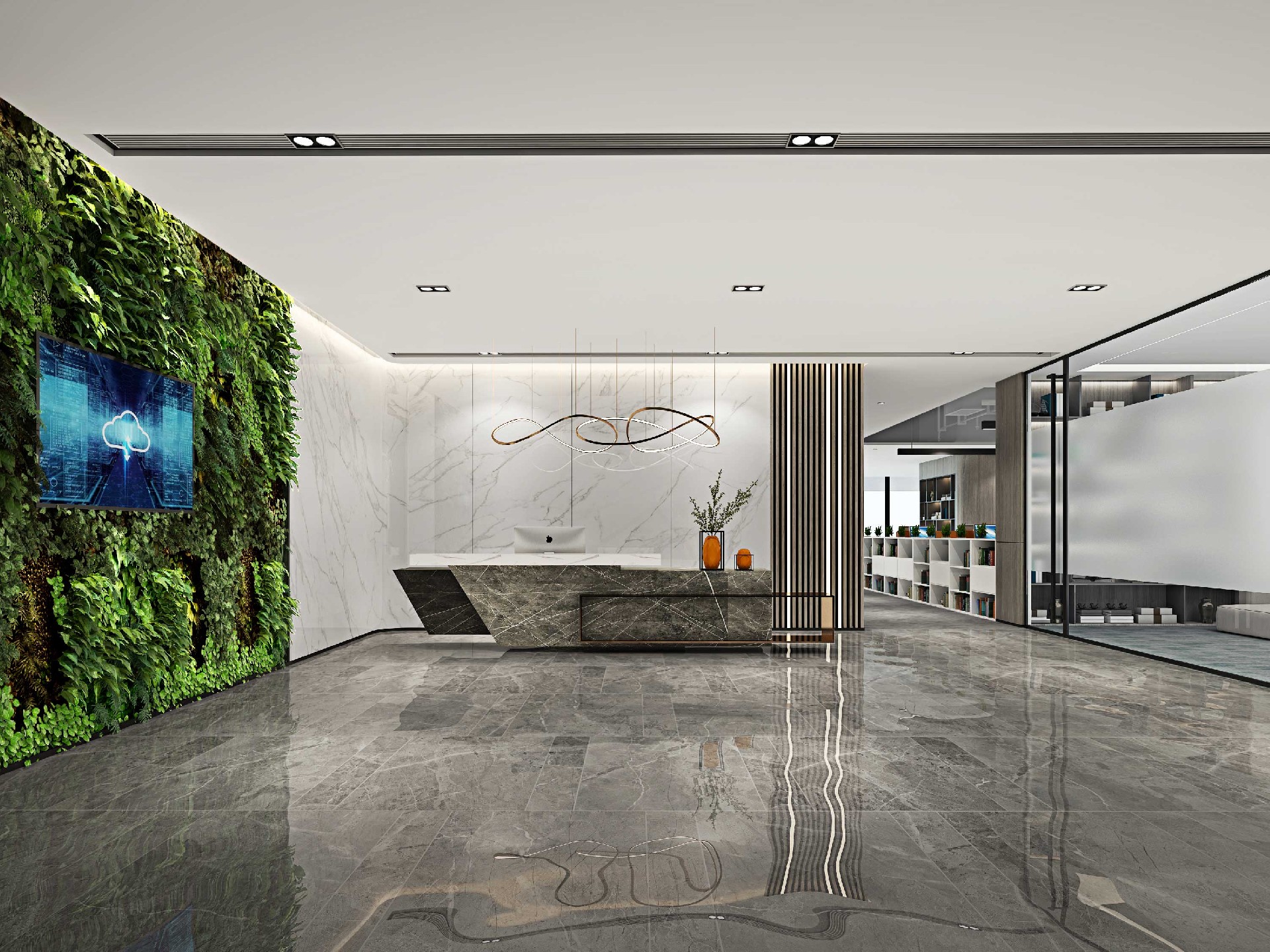 465平米开封办公室装修施工效果图