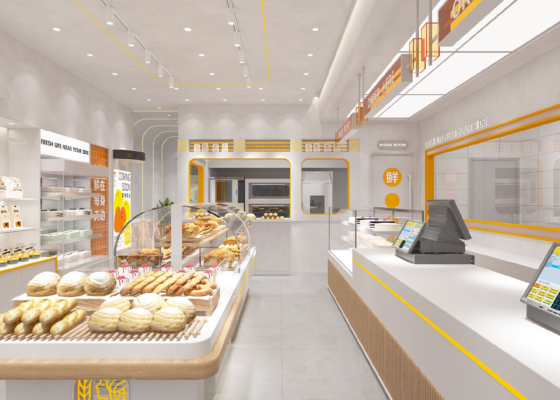 60平米开封烘焙店设计效果图