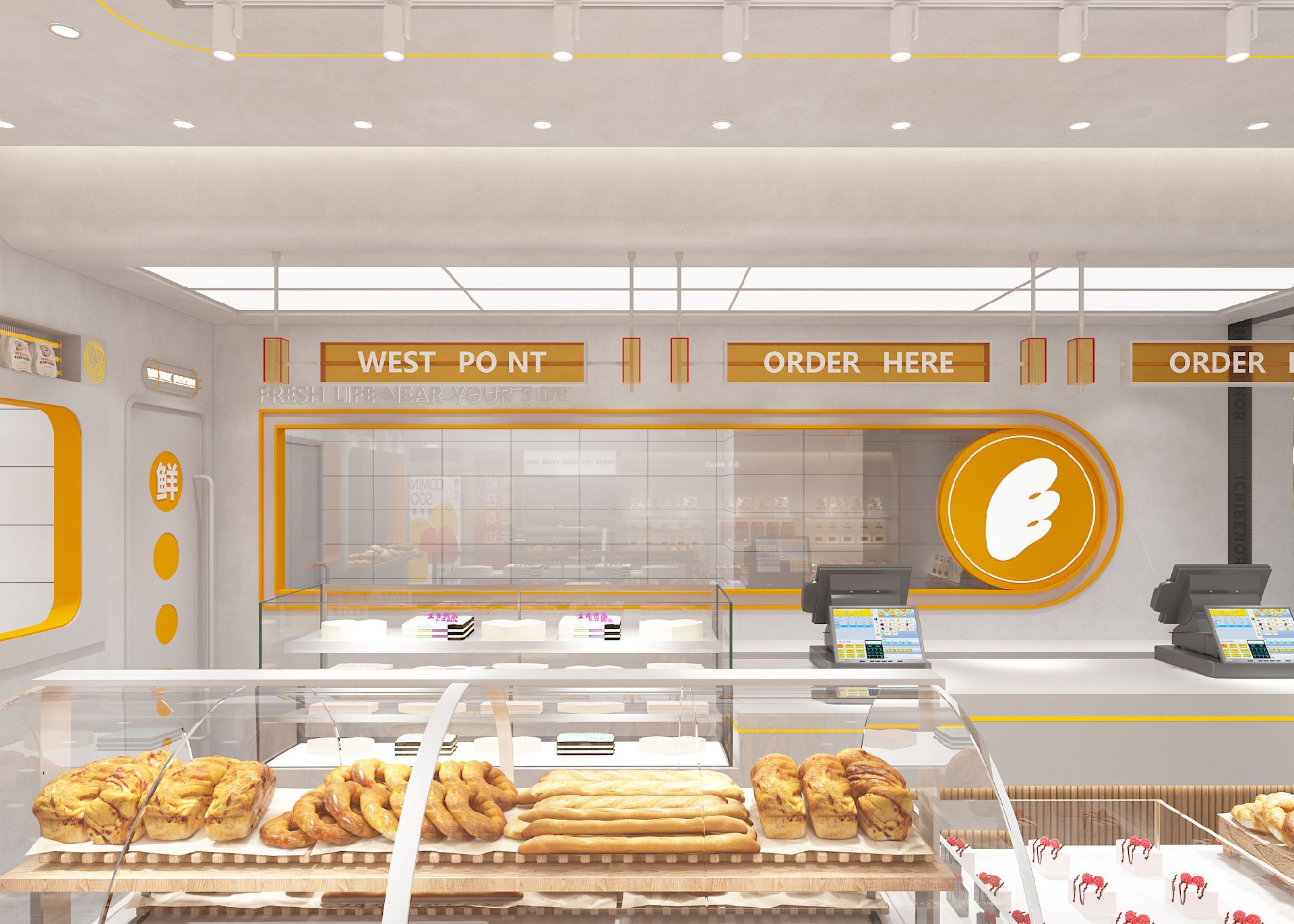 60平米开封烘焙店设计效果图