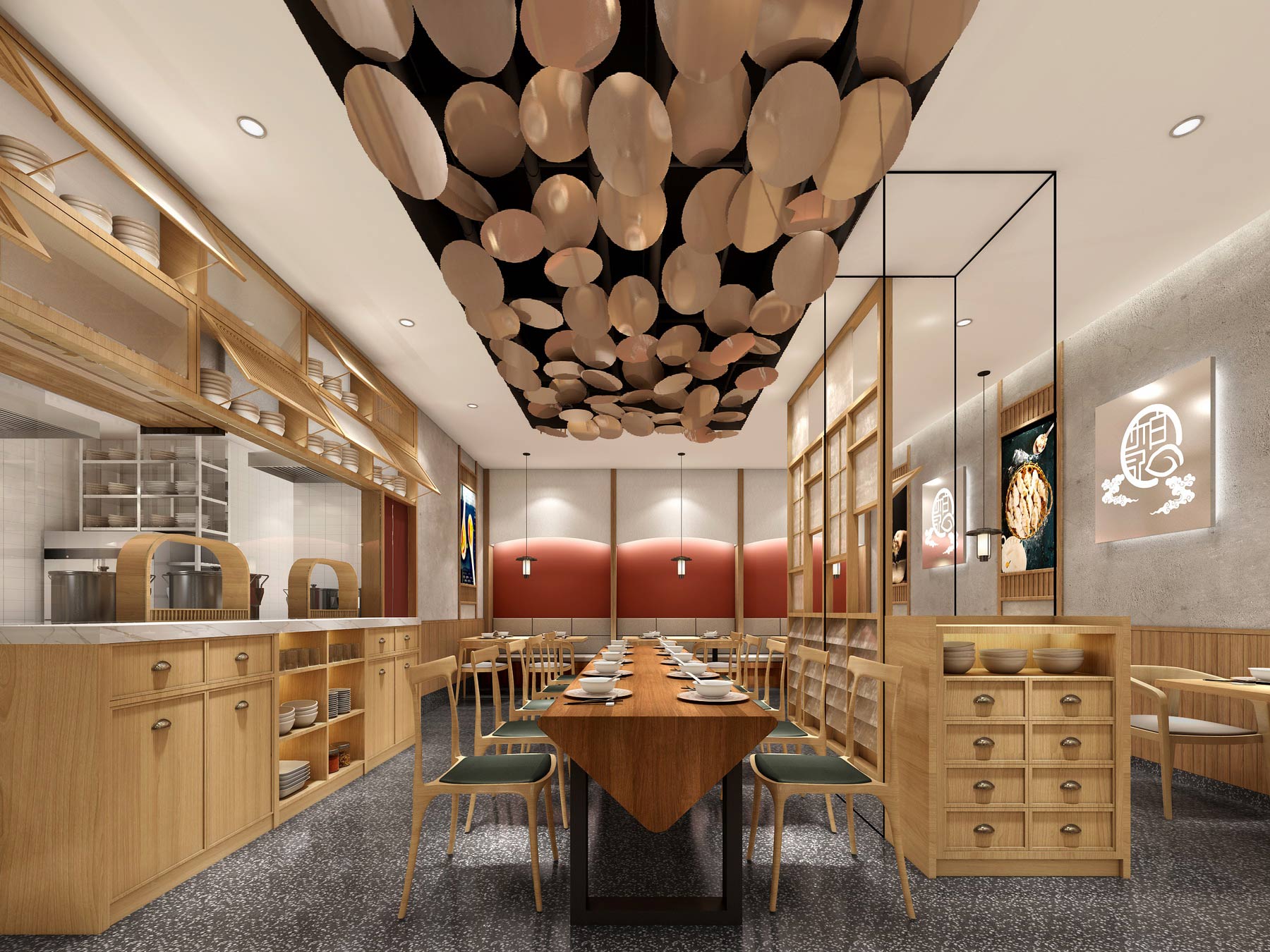 150平米开封水饺店面装修设计效果图
