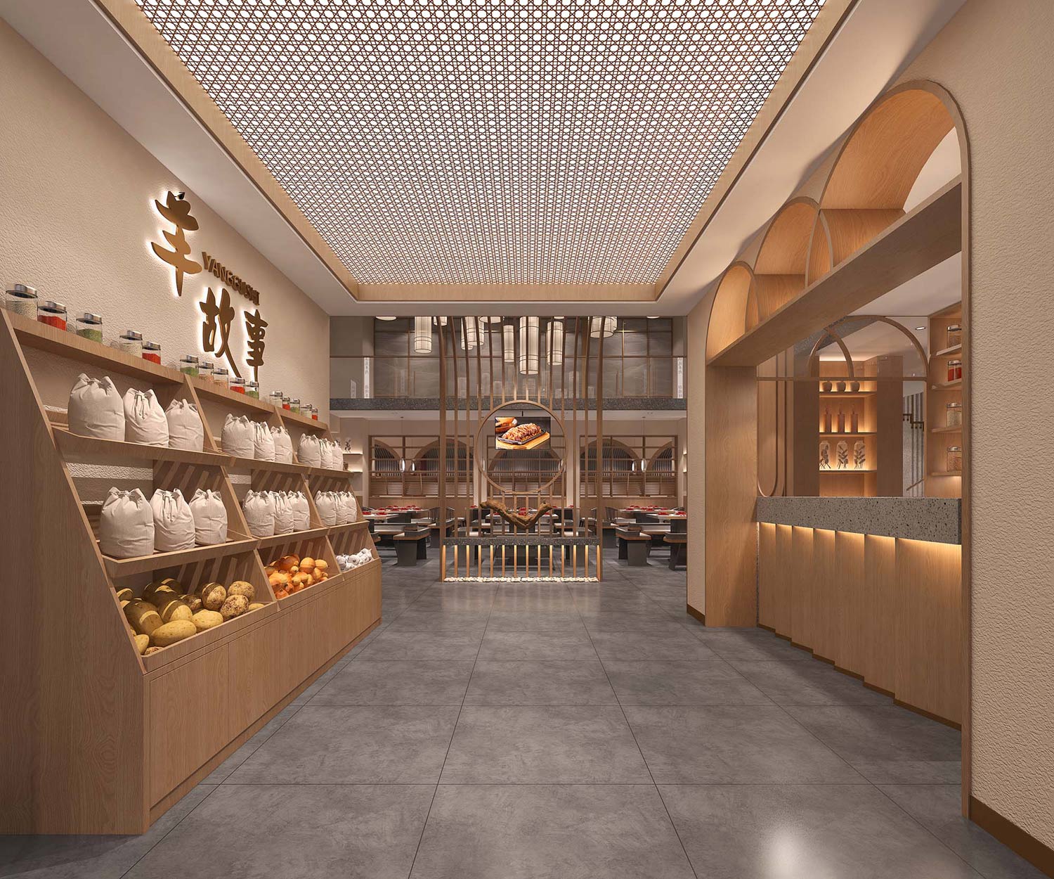 300平米开封羊肉馆饭店装修设计效果图