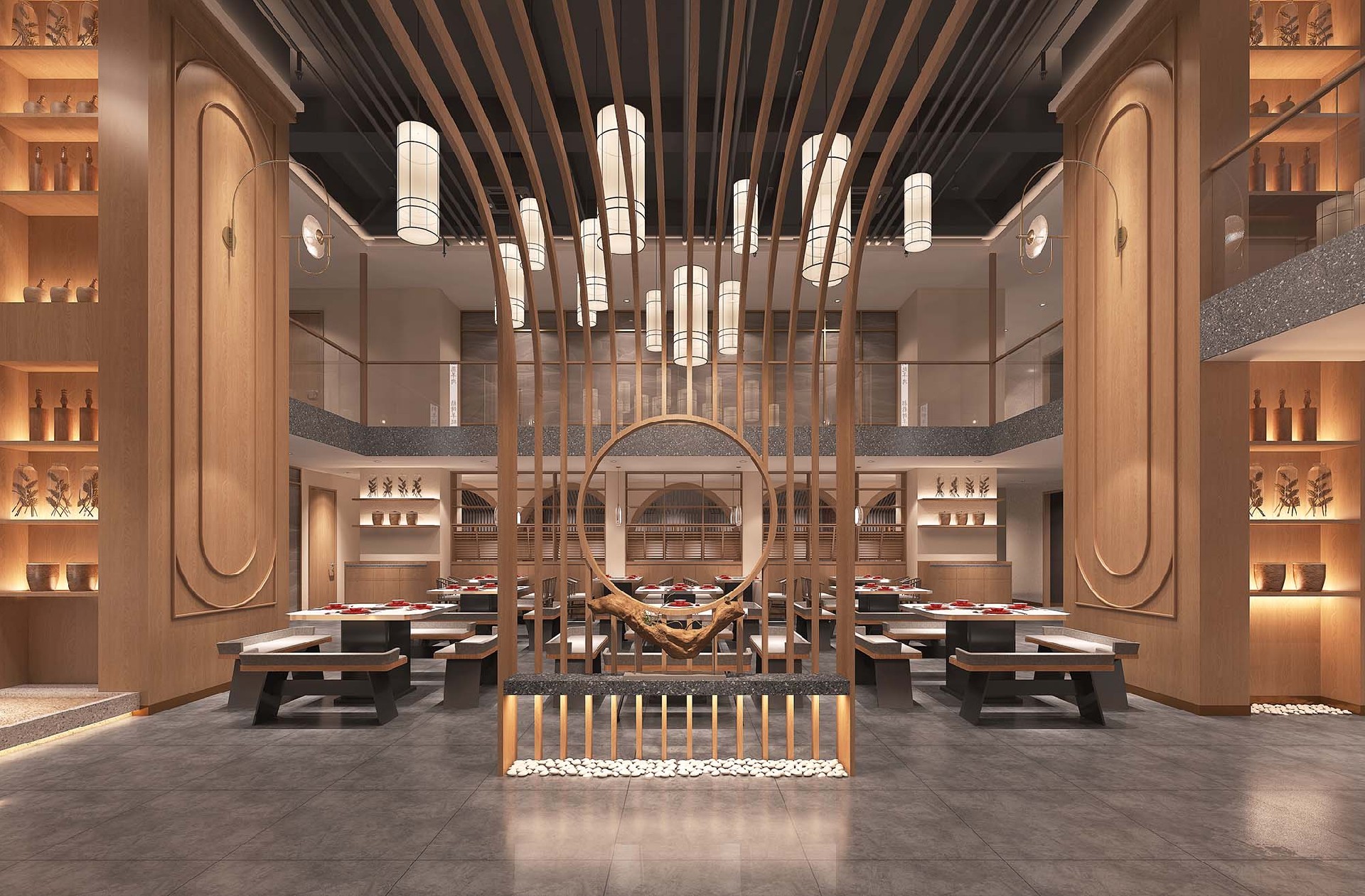 300平米开封羊肉馆饭店装修设计效果图