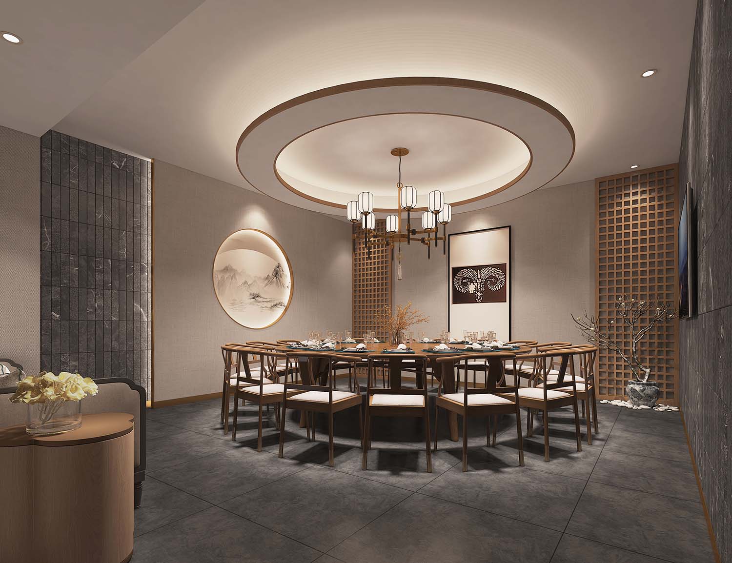 300平米开封羊肉馆饭店装修设计效果图