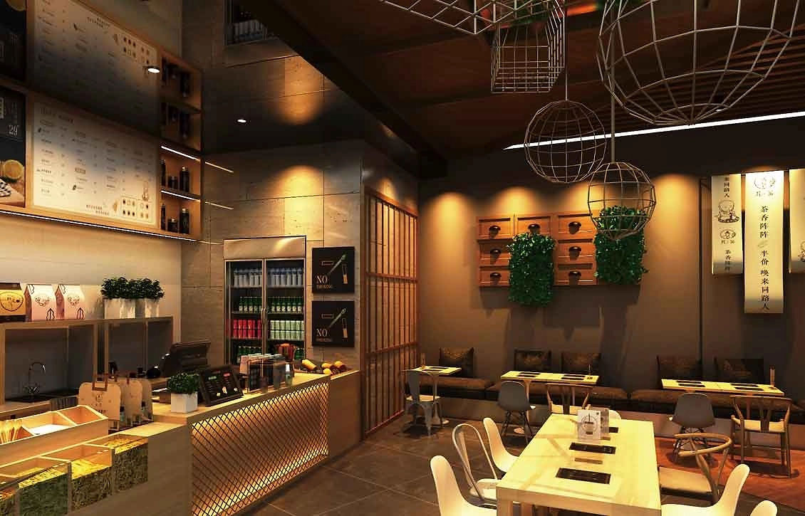 80平米开封饮品店装修设计效果图