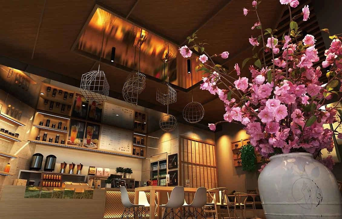 80平米开封饮品店装修设计效果图