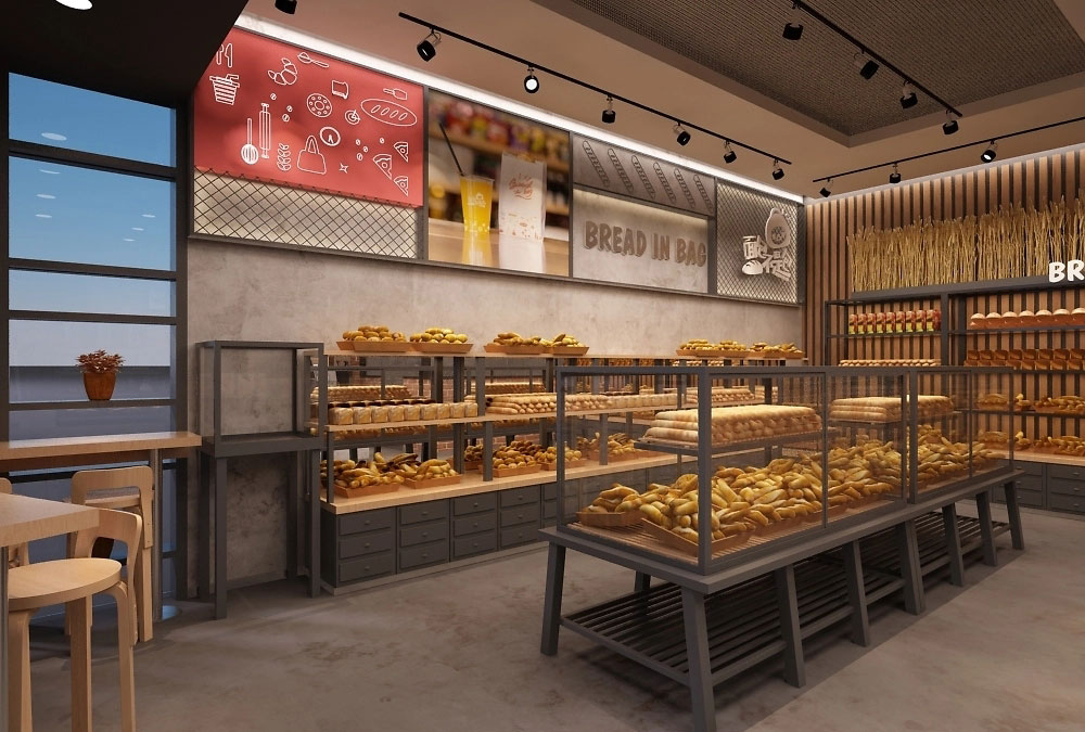 62平米开封面包门店装修设计效果图