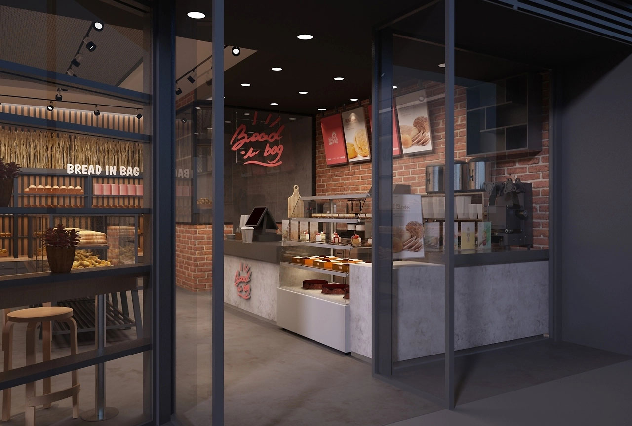 62平米开封面包门店装修设计效果图