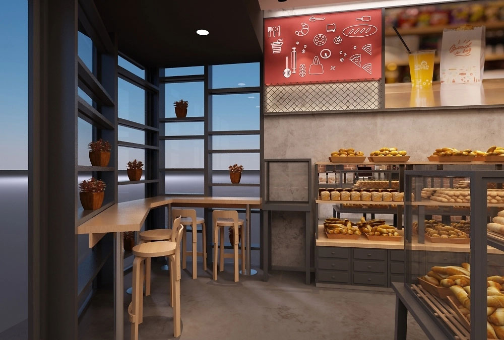 62平米开封面包门店装修设计效果图