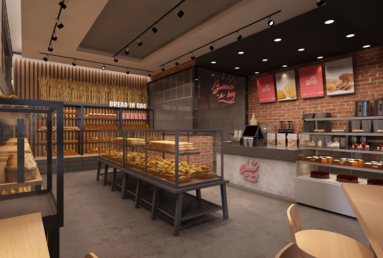 62平米开封面包门店装修设计效果图