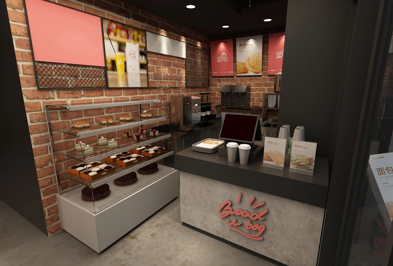 62平米开封面包门店装修设计效果图