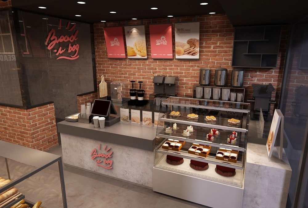62平米开封面包门店装修设计效果图