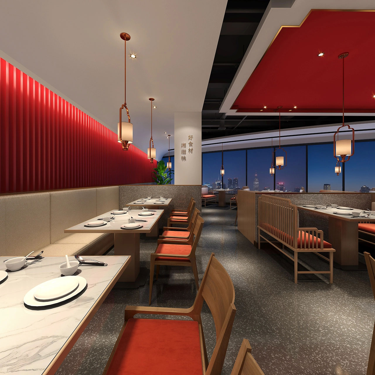 245平米开封湘菜馆装修设计效果图