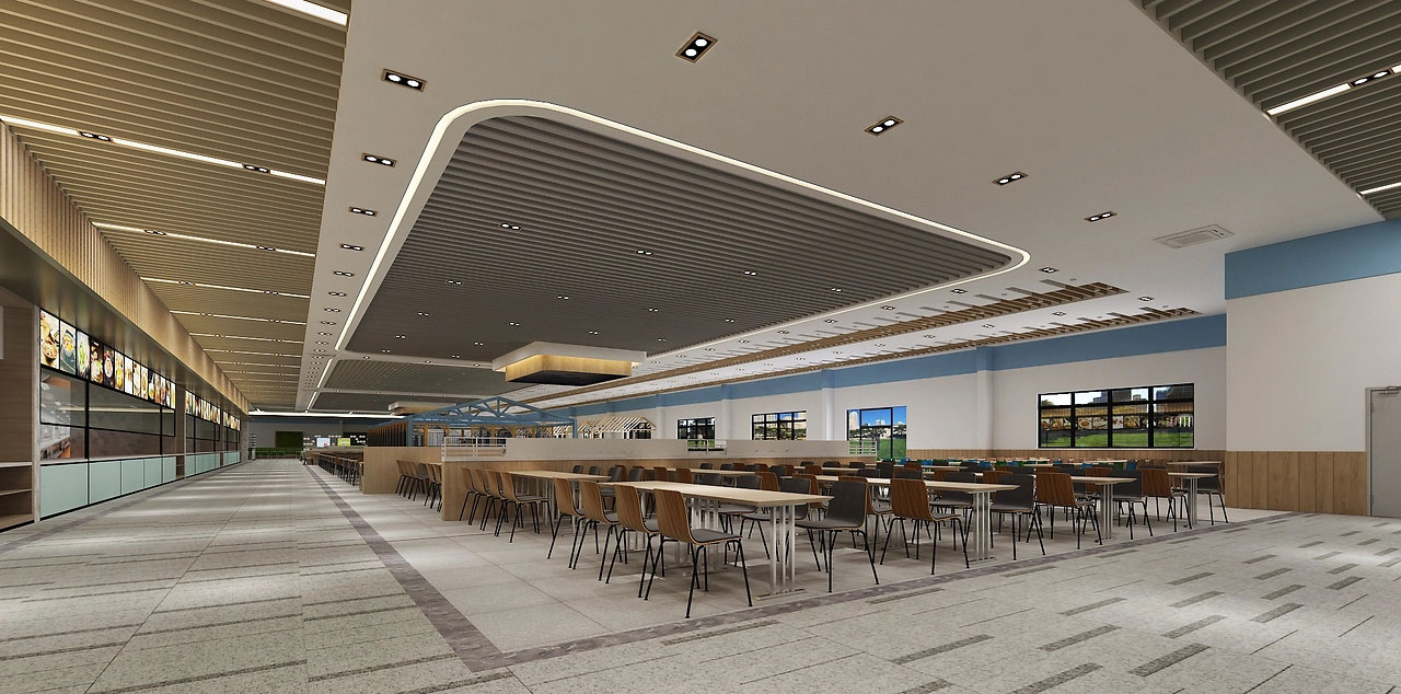 500平米开封工厂食堂装修设计效果图