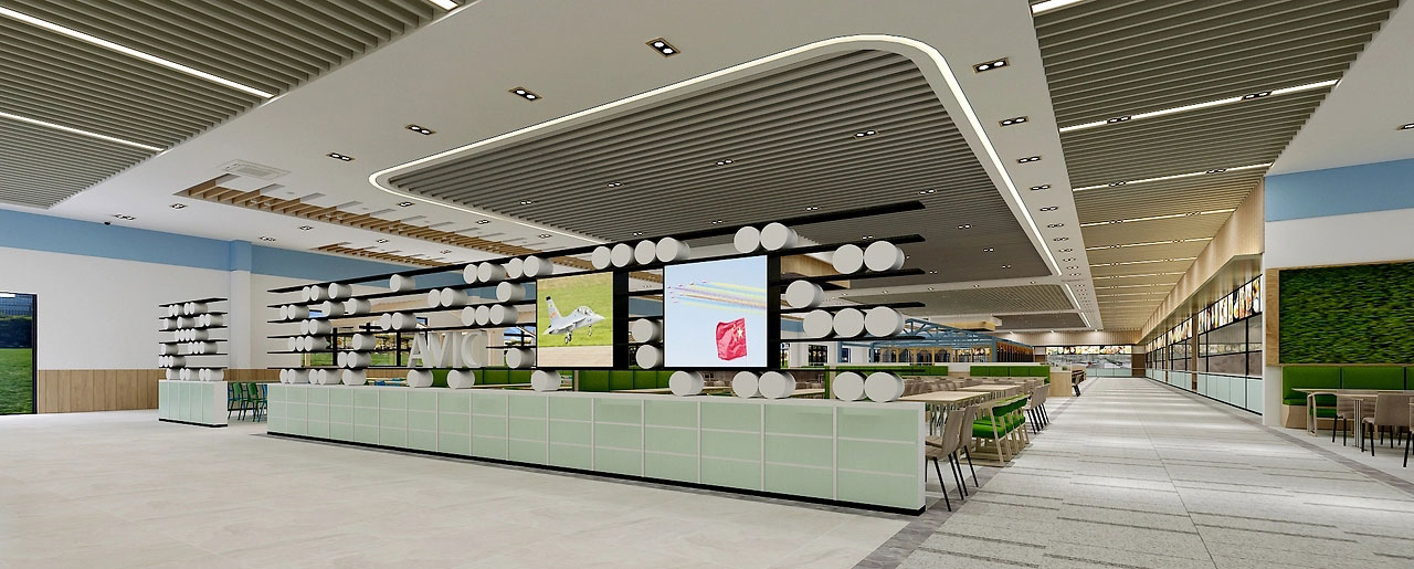 500平米开封工厂食堂装修设计效果图