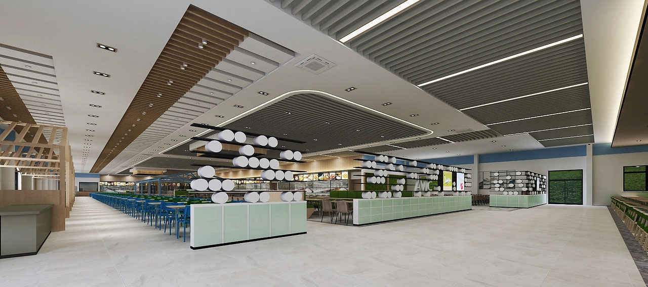 500平米开封工厂食堂装修设计效果图