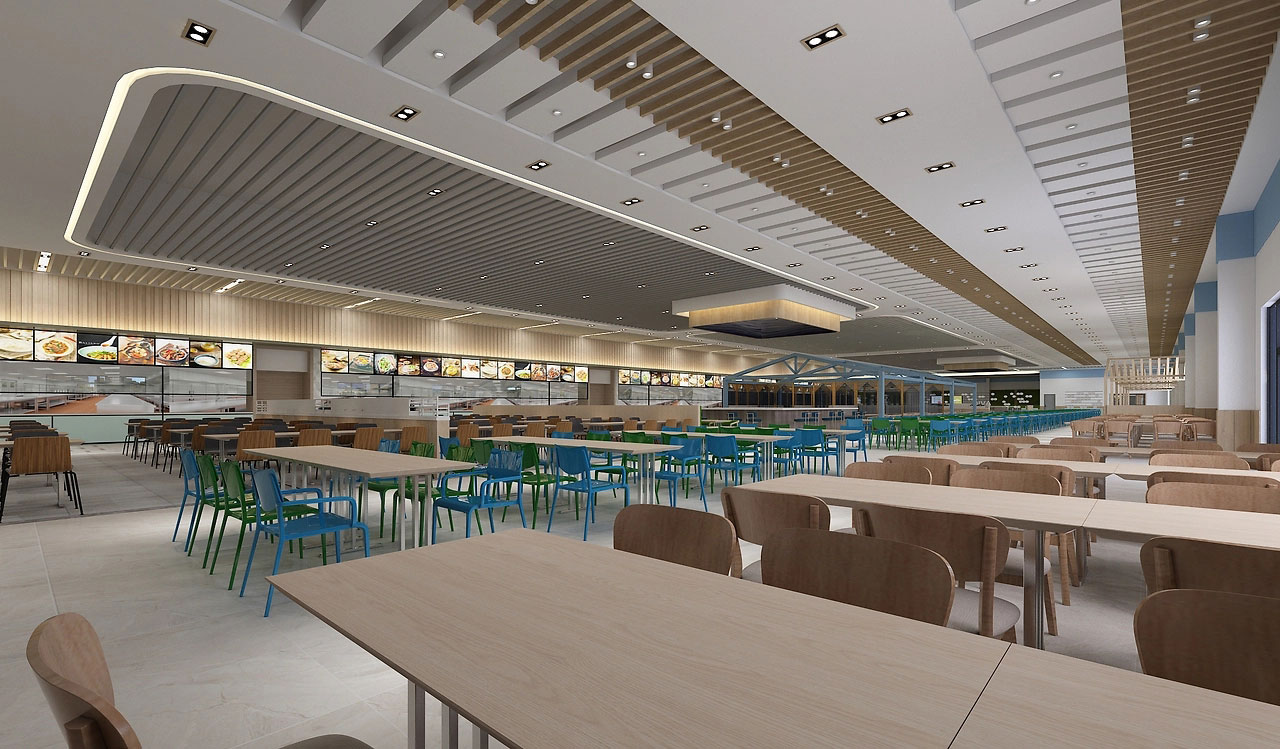 500平米开封工厂食堂装修设计效果图