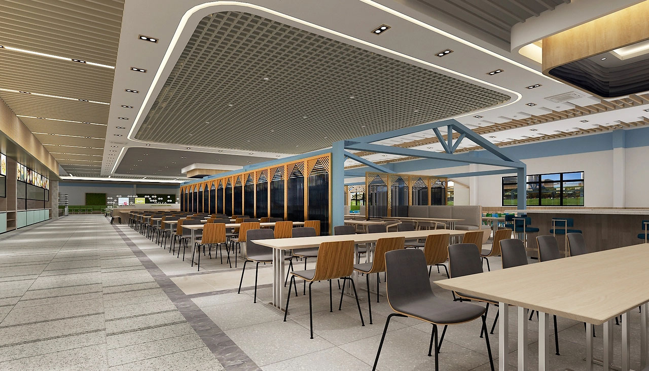 500平米开封工厂食堂装修设计效果图