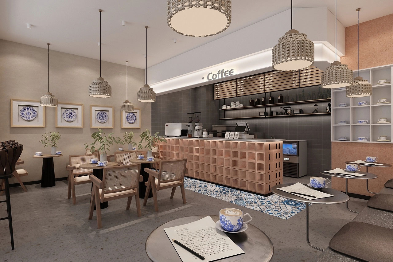 129平米开封咖啡店装修设计效果图