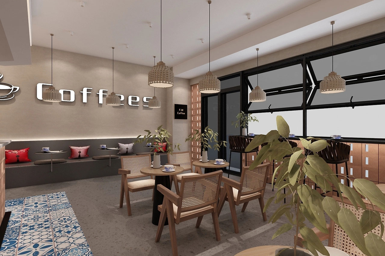 129平米开封咖啡店装修设计效果图