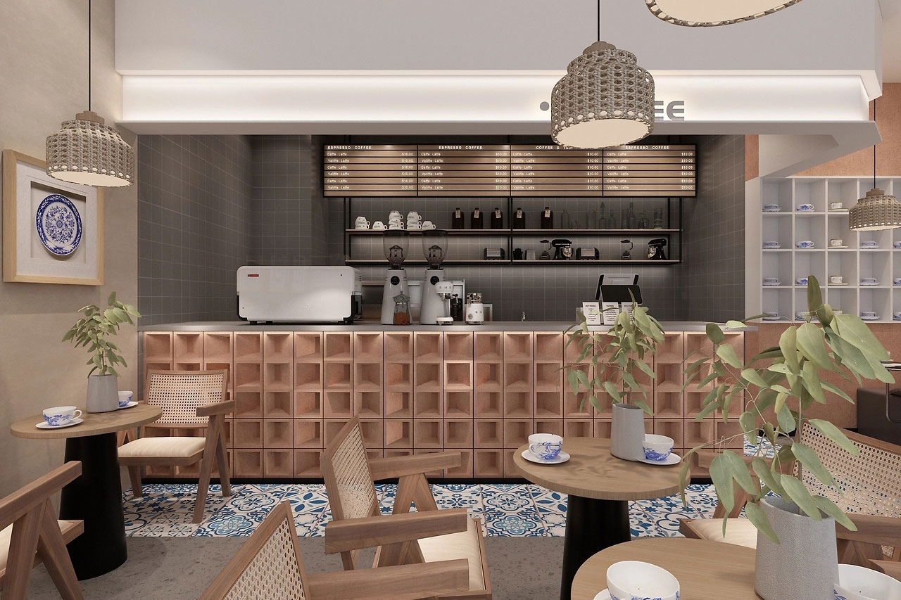 129平米开封咖啡店装修设计效果图