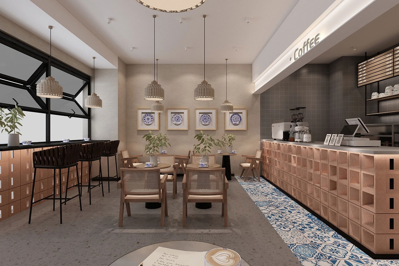 129平米开封咖啡店装修设计效果图