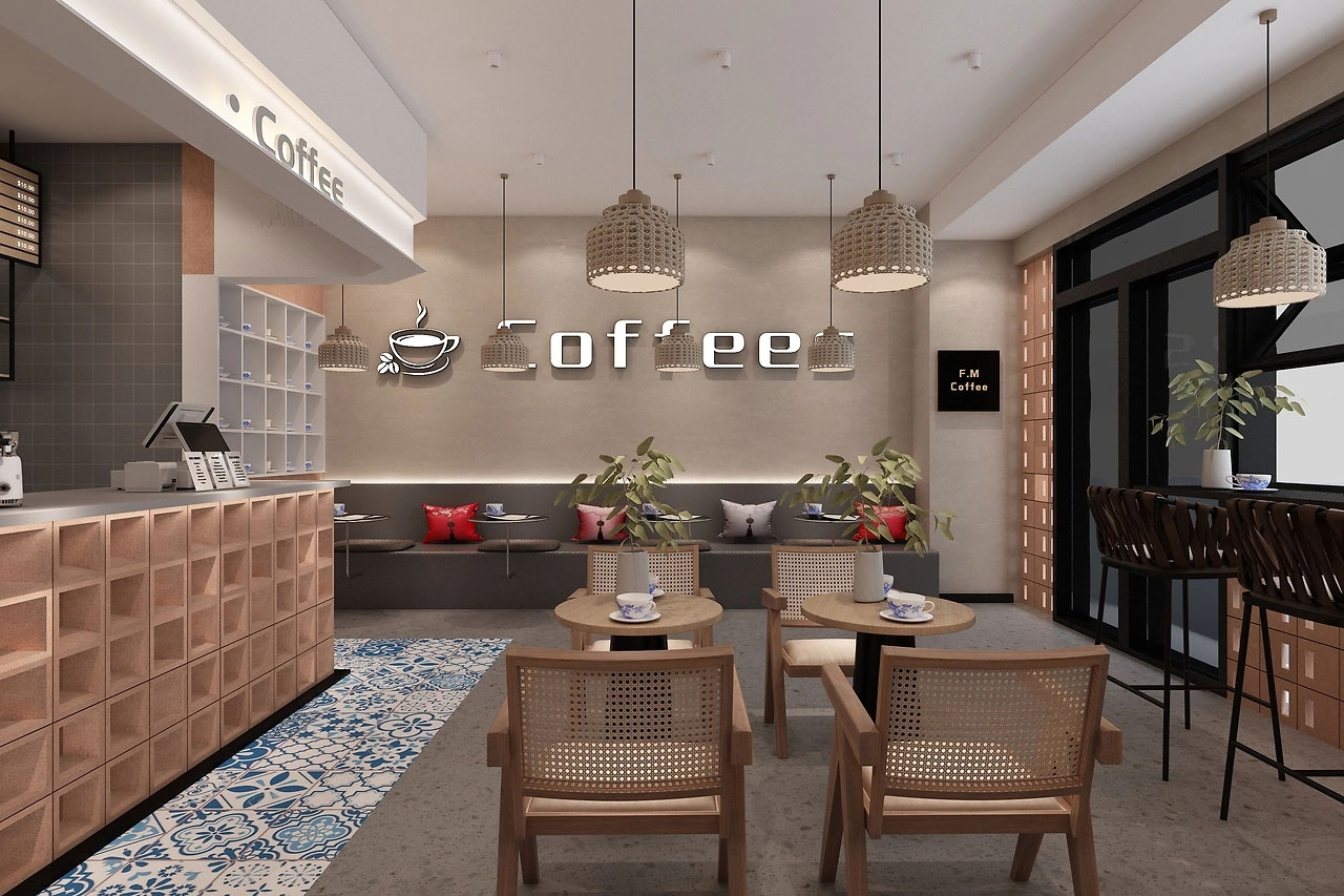 129平米开封咖啡店装修设计效果图