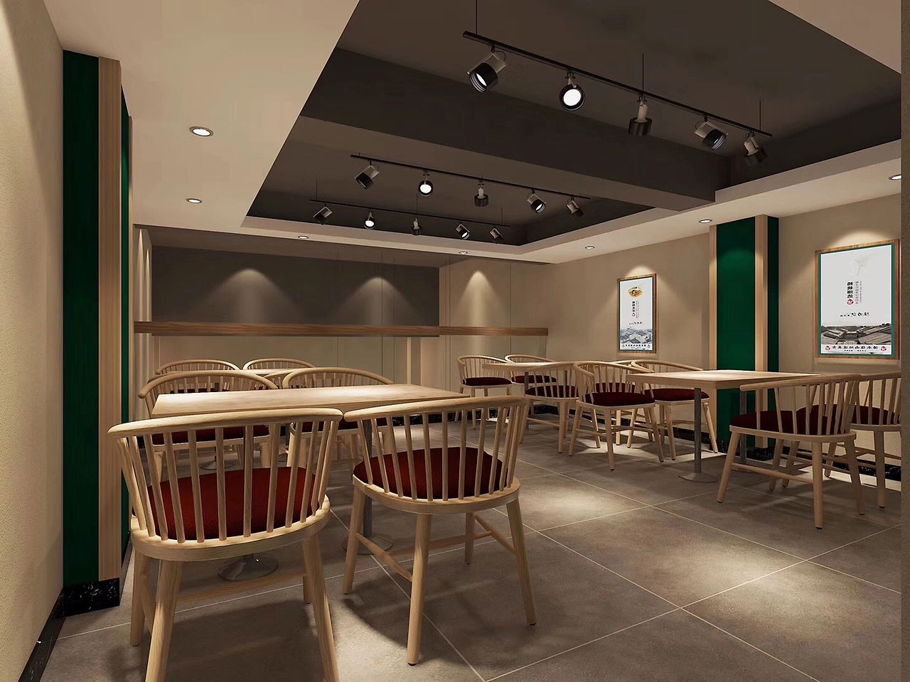 116平米开封煲仔饭店面装修设计效果图