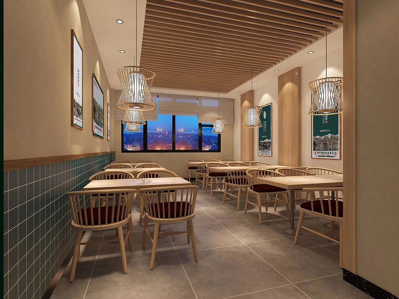 116平米开封煲仔饭店面装修设计效果图