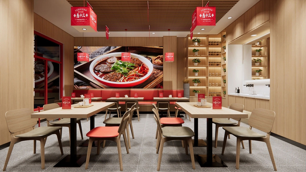 136平米开封面馆装修设计效果图