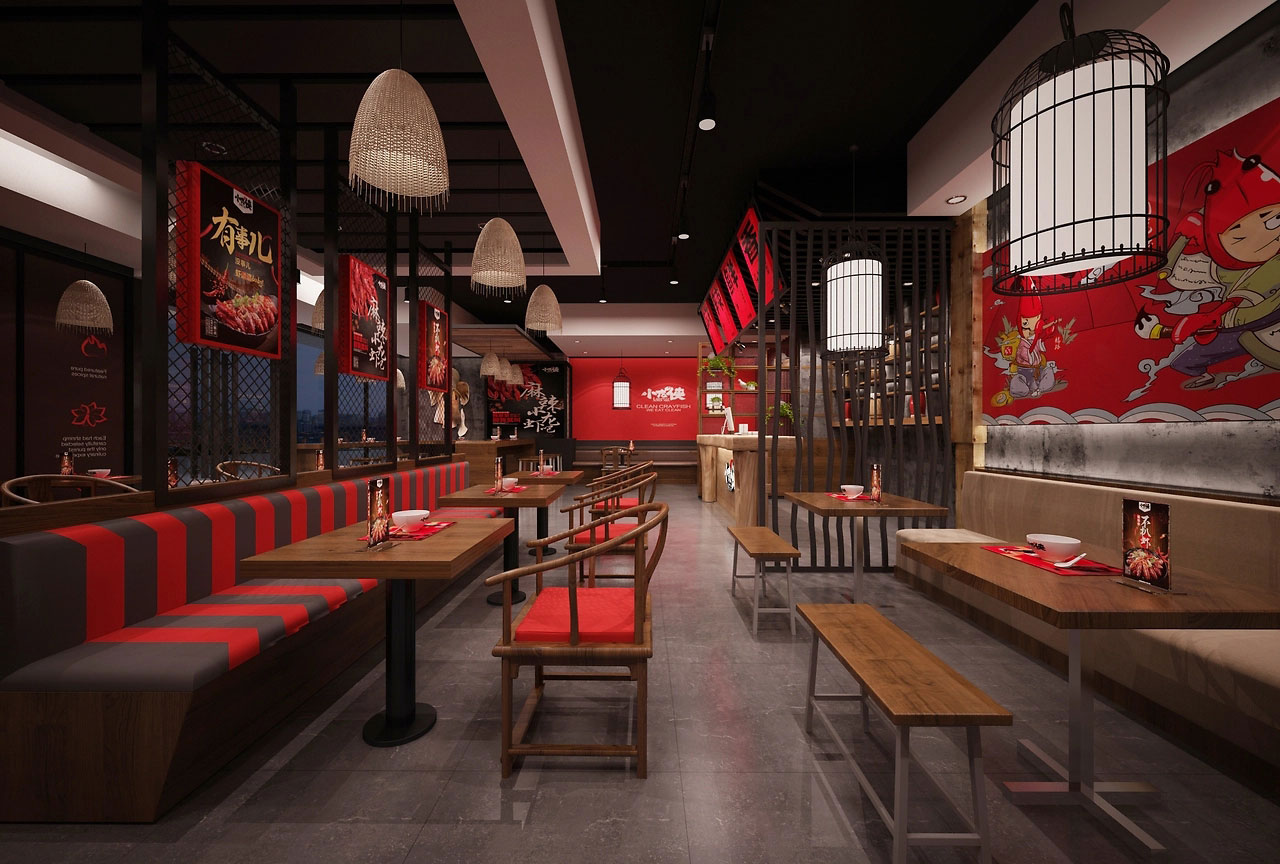 182平米开封小龙虾店面装修设计效果图