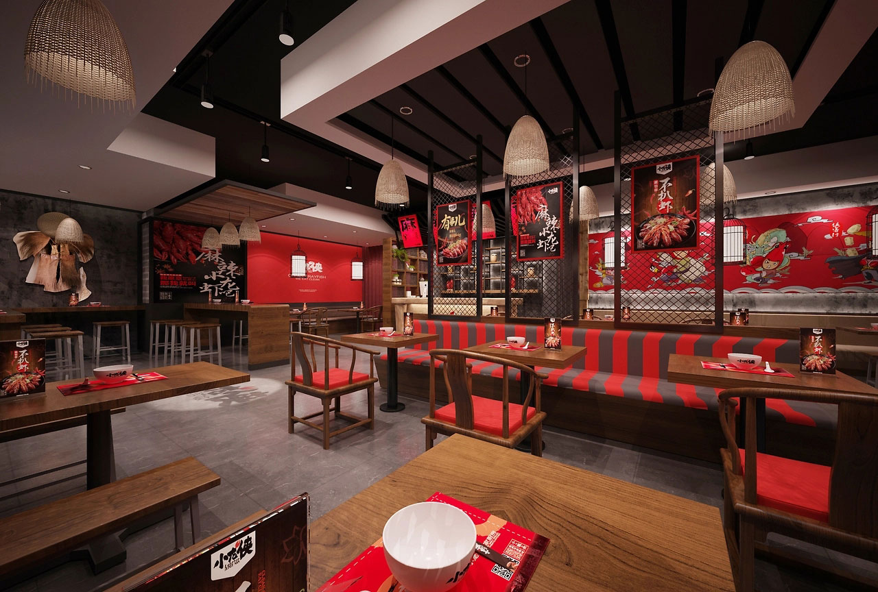 182平米开封小龙虾店面装修设计效果图