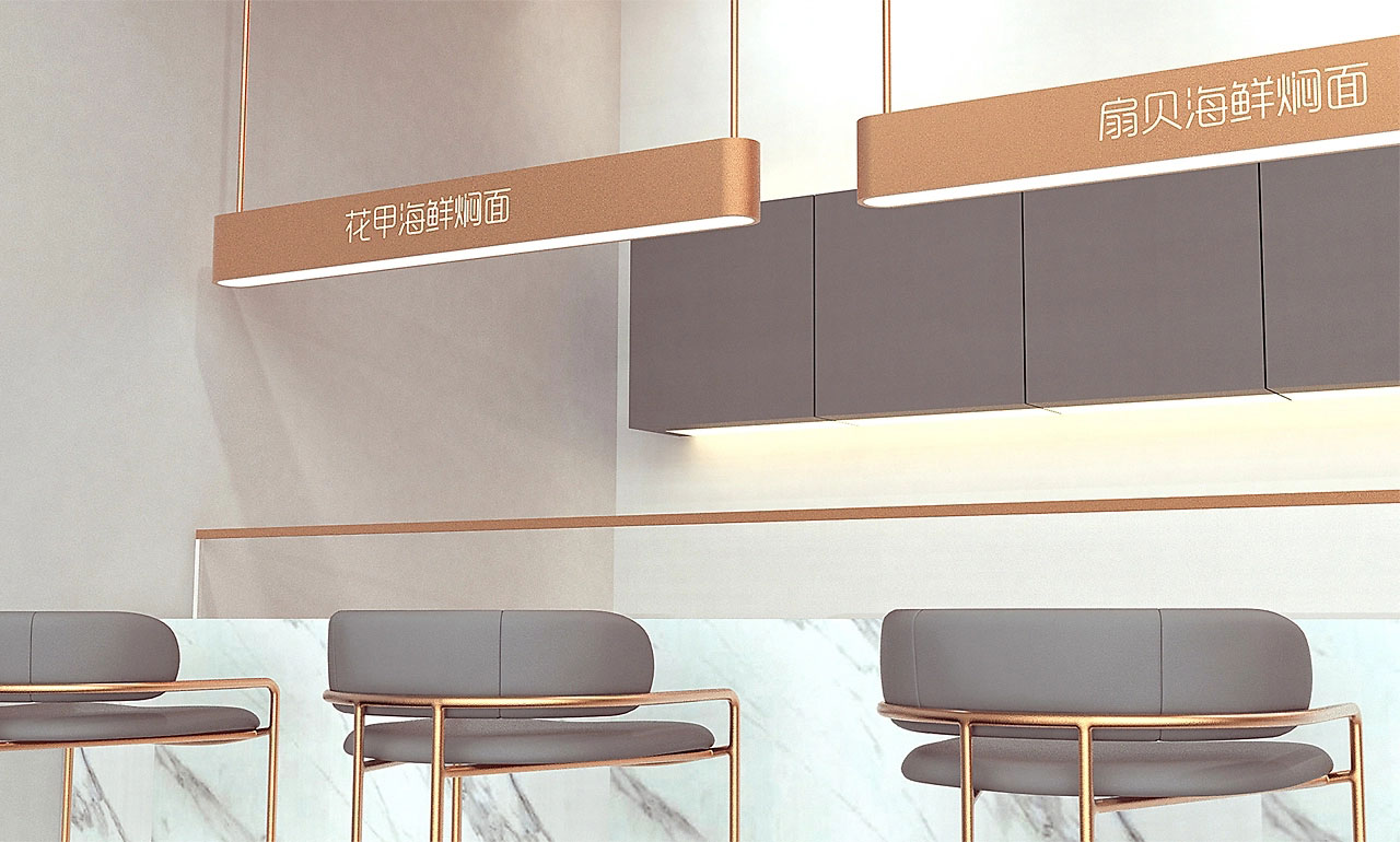 87平米开封海鲜焖面店装修设计效果图