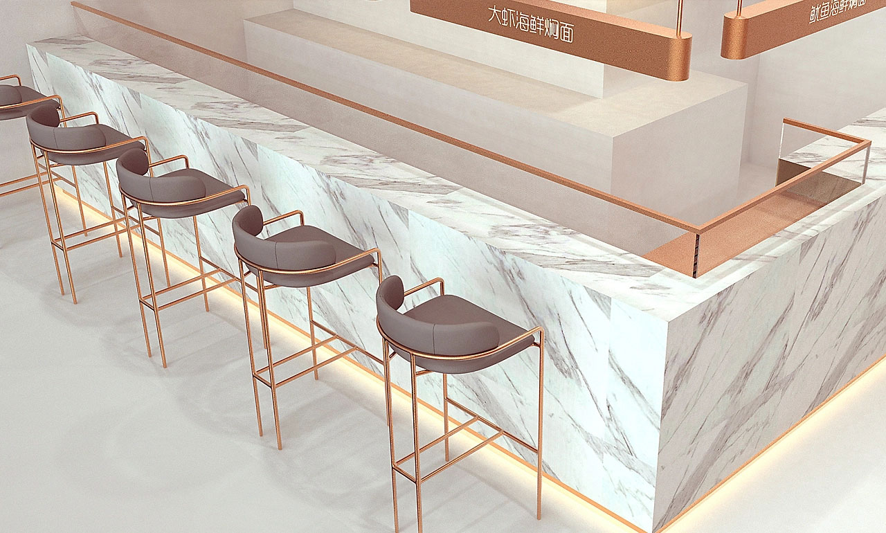87平米开封海鲜焖面店装修设计效果图