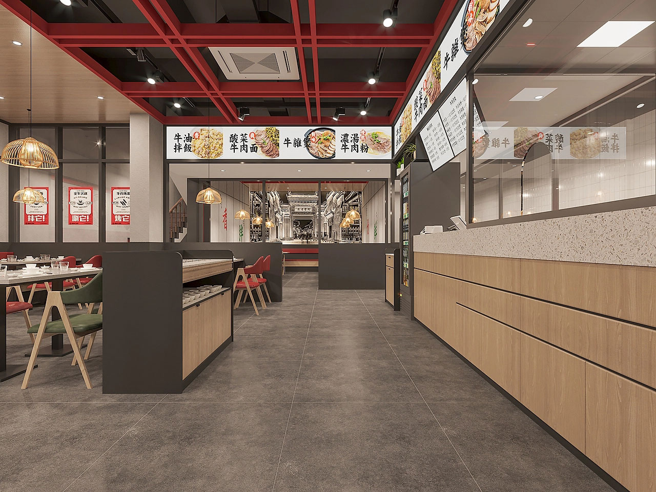 225平米开封牛肉馆店面设计效果图