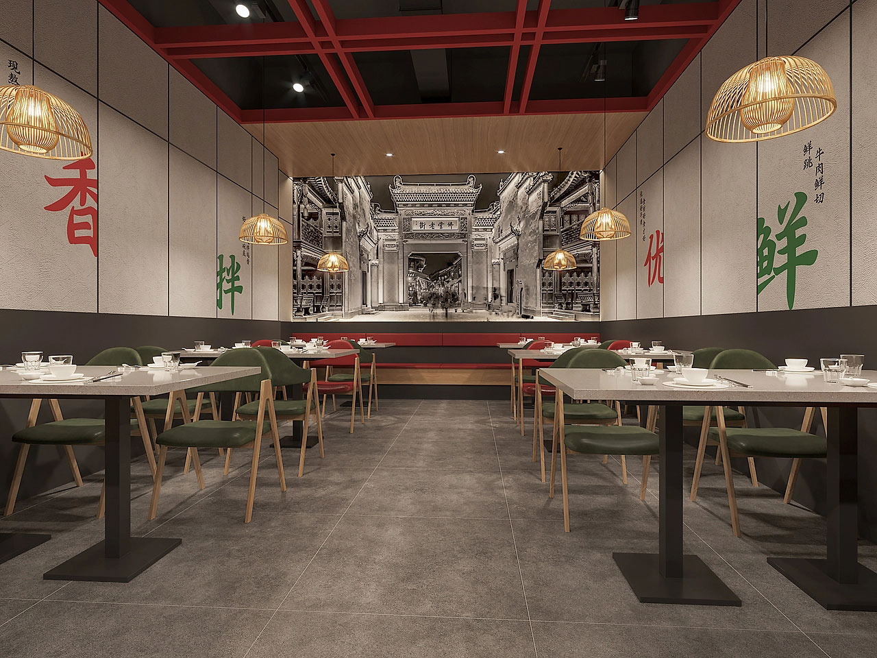 225平米开封牛肉馆店面设计效果图