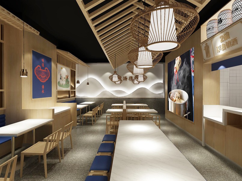 140平米开封米粉小吃店装修设计效果图