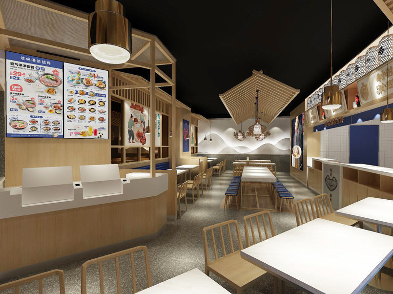 140平米开封米粉小吃店装修设计效果图