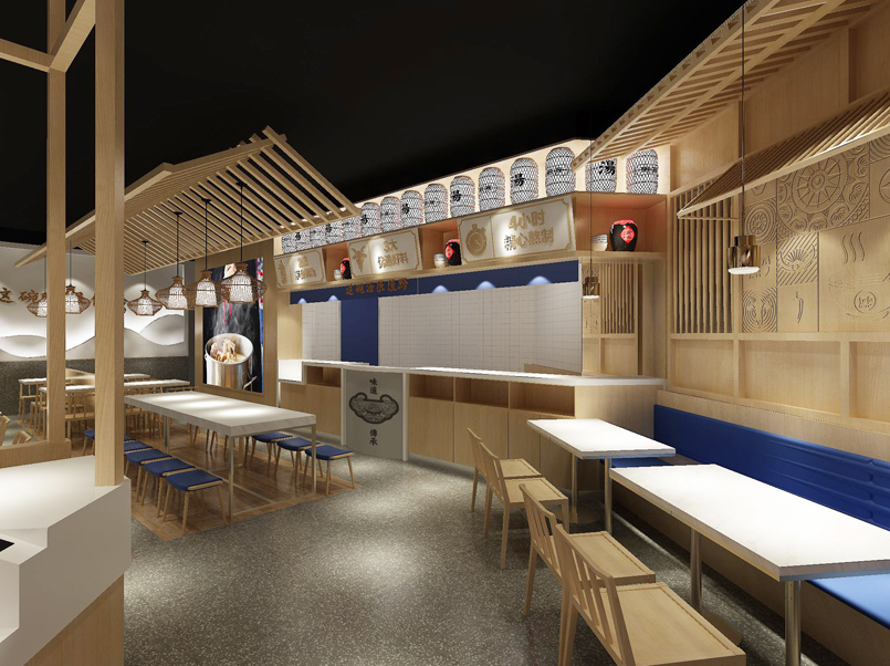 140平米开封米粉小吃店装修设计效果图