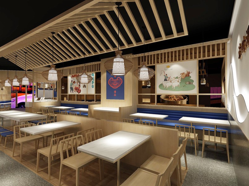 140平米开封米粉小吃店装修设计效果图