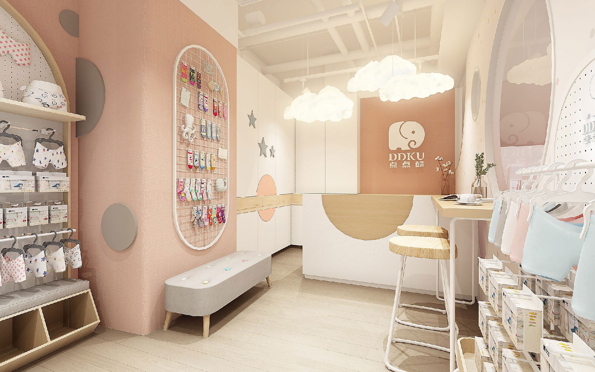 35平米开封母婴用品店装修设计效果图