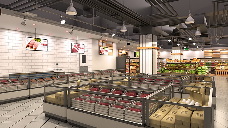350平米开封生鲜超市装修设计效果图