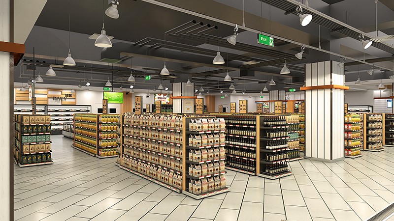 350平米开封生鲜超市装修设计效果图