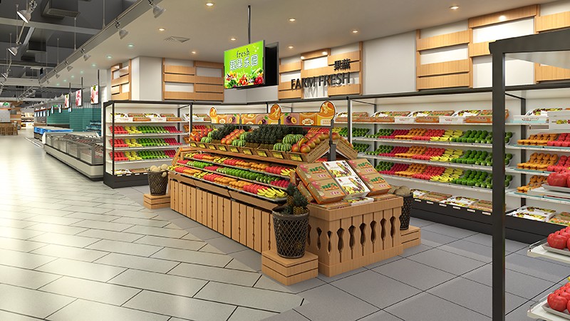 350平米开封生鲜超市装修设计效果图