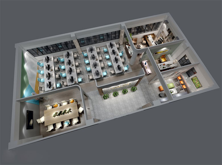 210平米开封办公室装修设计效果图